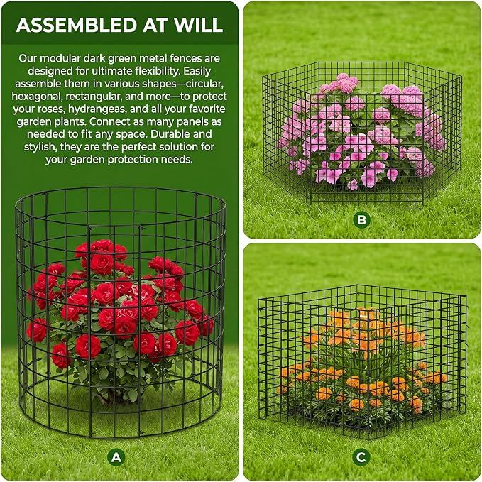 8 Packs Round Plant Protector from Animals,Metal Wire Mesh Garden Plant Cages for Outdoor Gardening Supplies, Garden Protection Rabbits Chickens Ducks for Vegetables, Flowers, Shrubs (16'' x 12'')