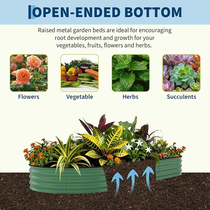 2 Pcs Raised Garden Beds Outdoor 8x4x1.5 ft - Galvanized Steel Planter Box for Vegetables, Flowers, Rust-Resistant Garden Box, Easy Assembly Raised Beds, Durable Planters for Outdoor Plants, Green