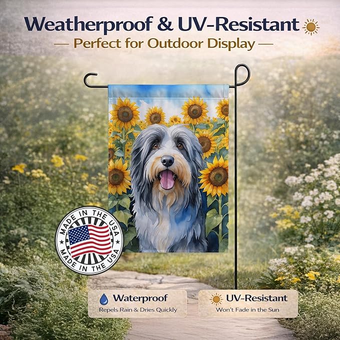 Caroline's Treasures DAC6020GF Bearded Collie in Sunflowers Garden Flag Mailbox Flag Decorative Yard Flag Banner Outside Patio Artwork Yard Flower Beds, Garden Size, Multicolor
