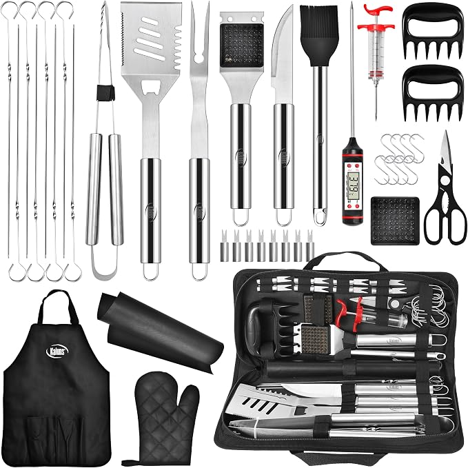 Kaluns Fathers Day BBQ Accessories, Complete Grill Set Grilling Gifts, 40 Pcs Premium Heavy Duty Stainless Steel Barbecue Grill Accessories for Outdoor Grill, Gifts for Dad
