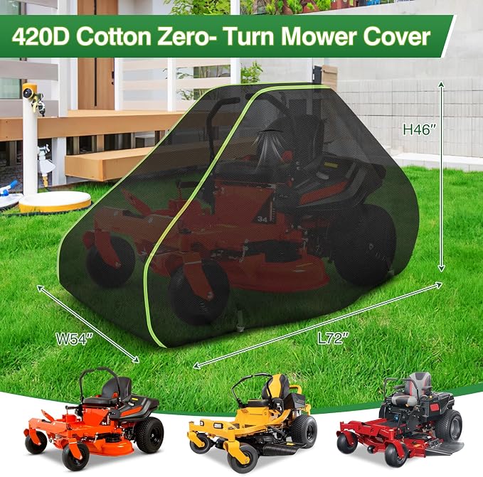 Zero Turn Mower Cover-Heavy-Duty 420D Waterproof Lawn Covers, with Cotton Lined Oxford Fabric & Air Vents, Universal Fit for Toro TimeCutter, John Deere, Cub Cadet, Husqvarna