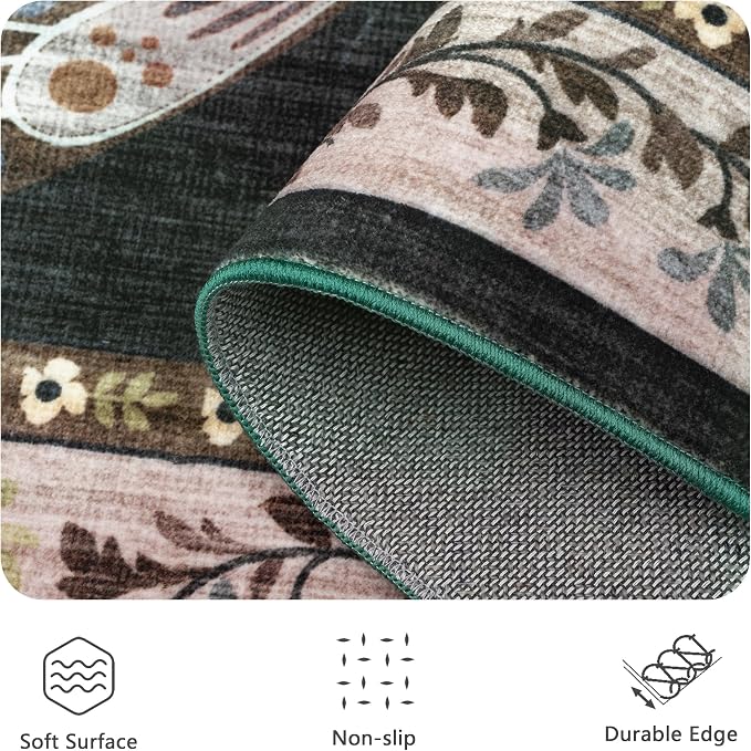 8x10 Area Rugs, Insect Ultra Soft Washable Rug Non Slip with Rubber Back, Stain Resistant Rugs for Living Room, Bedroom, Dining Room(Black Butterfly)