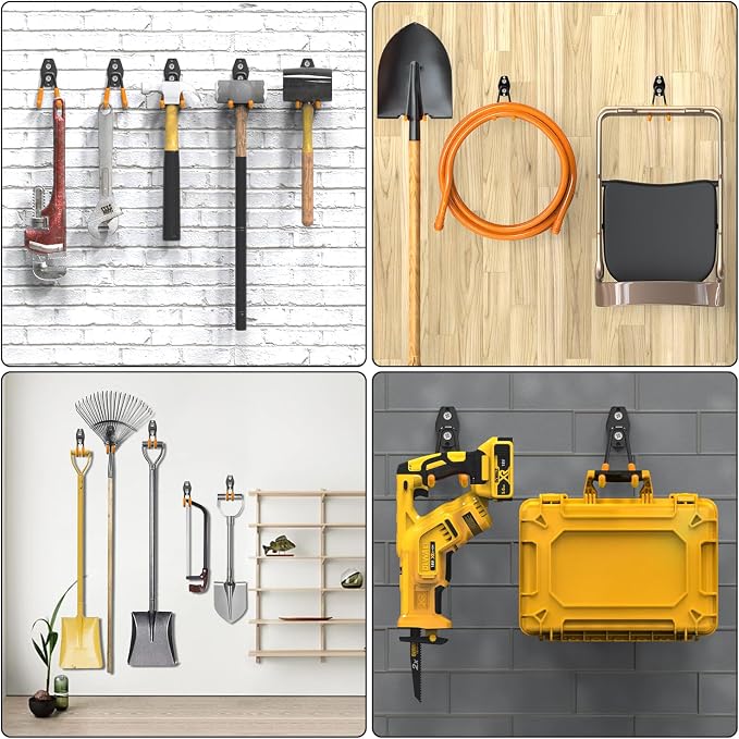 3-H Garden Hose Holder Wall Mount 2 Pack Solid Steel 2.8 Inch,6 Pack 2.5 Inch Compact Hose Hanger Heavy Duty Water Hose Holders for Outside,Orange