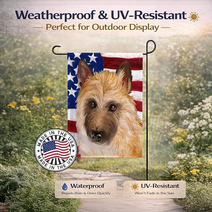 Caroline's Treasures CK6427GF Belgian Laekenois American Flag Garden Flag Mailbox Flag Decorative Yard Flag Banner Outside Patio Artwork Yard Flower Beds, Garden Size, Multicolor