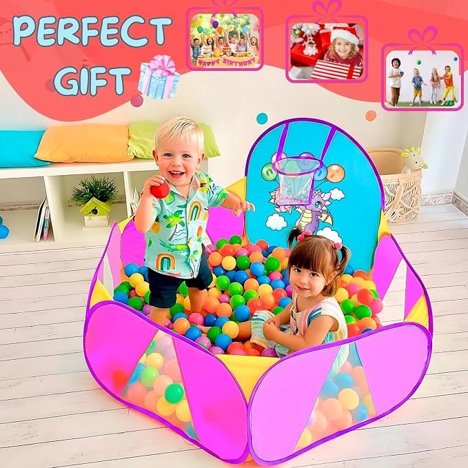 Ball Pit for Toddlers | Kids Ball Pit | Ball Pool for Babies | Piscina de Pelotas para Bebes | Playpen with Basketball Hoop and Zipper Storage Bag, 4 Ft/120CM F : Balls NOT Included