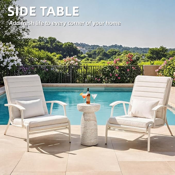 24" Side Table Outdoor, Large Modern Geometric End Table | Multi-Functional Coffee Table Doubles as Planter Stand for Garden, Balcony, or Porch. Decorative Pedestal Design
