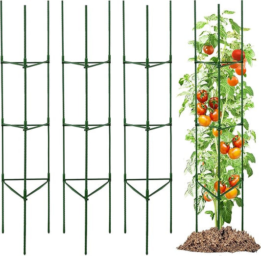 TCBWFY 4-Pack 63-Inch Adjustable Tomato Cages, Heavy-Duty Metal Plant Support Trellis for Garden and Pots, DIY Tomato Stakes, Height Adjustable 16 to 252 Inches