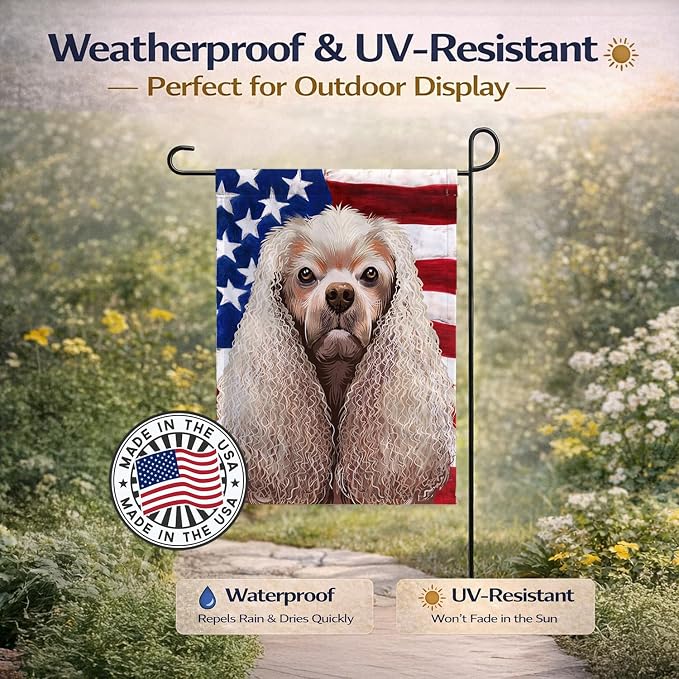 Caroline's Treasures CK6396GF American Cocker Spaniel American Flag Garden Flag Mailbox Flag Decorative Yard Flag Banner Outside Patio Artwork Yard Flower Beds, Garden Size, Multicolor