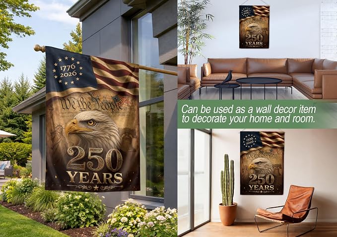 250 Years Of Freedom Flag, American Flag With Eagle, We The People Banner, 1776-2026 Commemorative, Garden Flags For Outside, Double-sided Printing, 250th Anniversary Patriotic Design 2 (30x40 Inch)