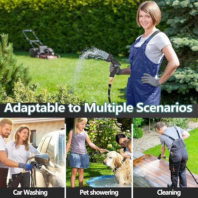 75 ft Garden Hose,Non-Expandable Lightweight All-Weather Water Hoses, Ultra Durable and Flexible Garden Hose with 10-Function Spray Nozzle, Leak-Free Connections Garden Hoses for Yard, Lawn,Outdoor