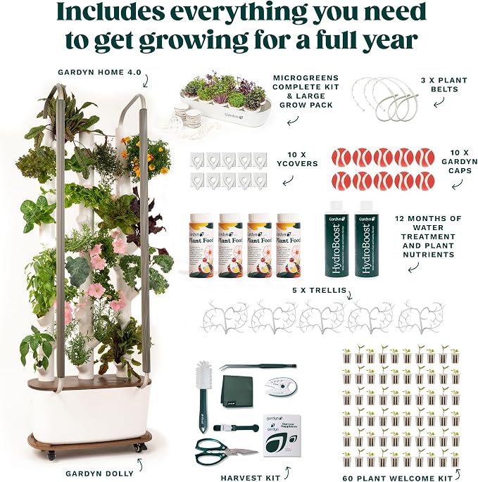Gardyn Home 4.0 Vertical Hydroponics Growing System Bundle for Schools – Smart Garden Indoor Gardening System with LED Grow Lights, Accessories, 30-Plant Capacity, K-12 STEM Classroom Learning