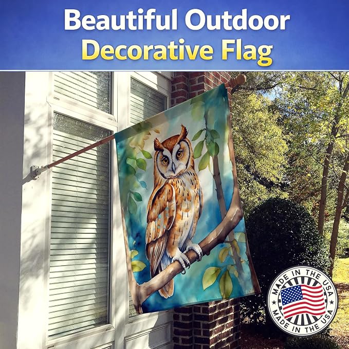 Caroline's Treasures Oriental Bay Owl House Flag Large Porch Sleeve Pole Decorative Outside Yard Banner Artwork Wall Hanging, Polyester, House Size, Multicolor
