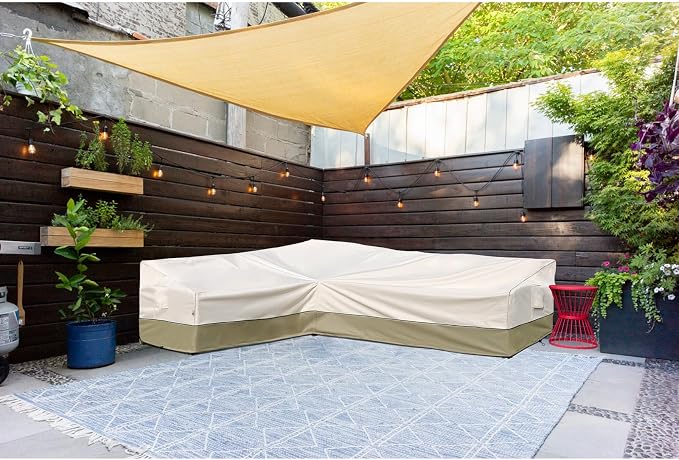 Outdoor Sectional Cover- Patio Furniture Covers Waterproof Rip-Stop Anti-UV 600D Heavy Duty Outdoor Couch with 3 Air Vent Sofa Cover (L-Shaped-Left facing-90''X120''),Light Green