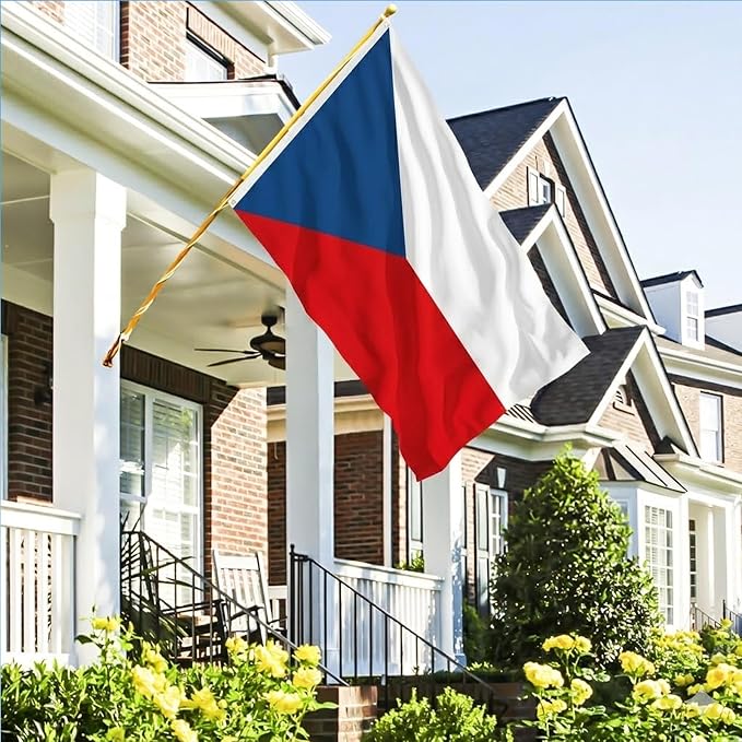 AhfuLife Czechia Flag 5ft x 3ft for Party Decor, 2 Pcs Large Czech Flag Polyester Double Side with Brass Eyelets for World Cup Garden Street Indoor Outdoor