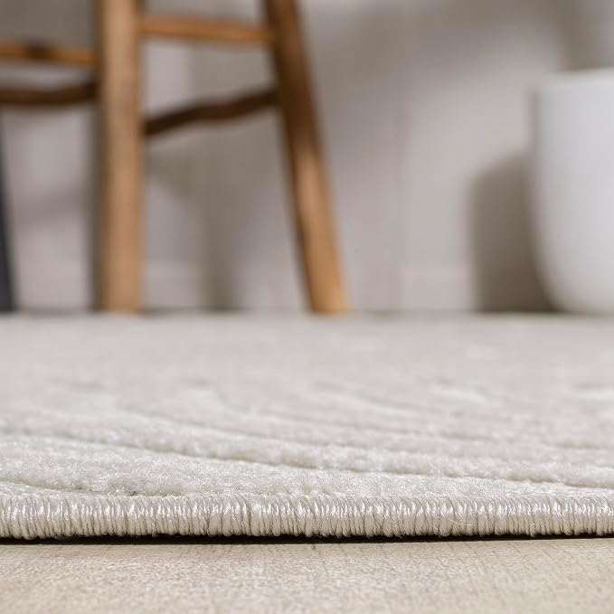 JONATHAN Y Maribo High-Low Abstract Striped Cream/Ivory 7x7 Square Indoor/Outdoor Area Rug, Pet Friendly, Non-Shedding, Stain Resistant, Easy-Cleaning for Backyard, Patio, Porch (SCN103A-7SQ)