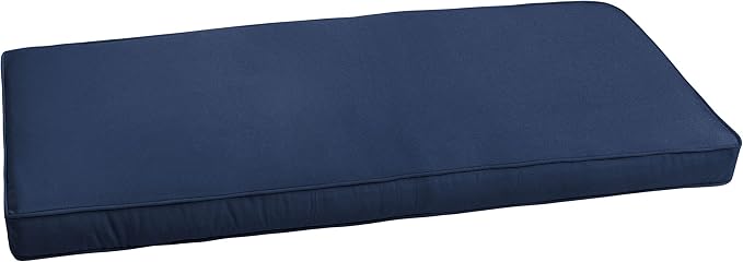 Sorra Home Sunbrella Corded Bench Cushion - Fade & Water Resistant, Outdoor & Indoor Long Patio Furniture Cushion with Plush Foam - Canvas Navy (55" x 18" x 2")