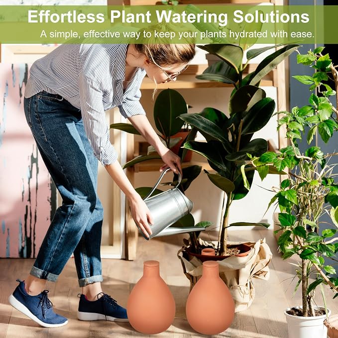 Blushtier 4 Pcs Watering Pots Large Terracotta Watering Pots with Lid 34 oz Terra Cotta Self Watering Pots Water Dripper Automatic Plant Irrigation Devices System for Indoor Outdoor Plants