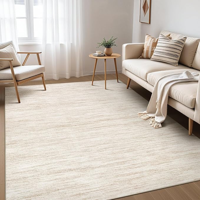 Nakagishi Boho 5x7 Area Rug Living Room Rugs Machine Washable Beige | Soft, Pet & Kid Friendly, Carpet for Living Room/Bedroom/Office/Kitchen/Nursery, Daily Home Decor Stain Resistant Moroccan