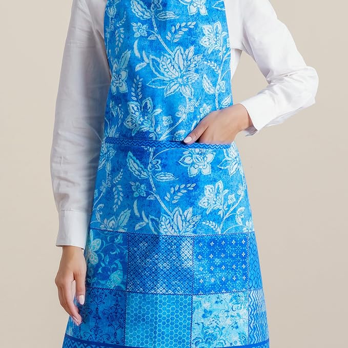 Maison d' Hermine Aprons for women with Pocket 100% Cotton (27.50"x31.50") | Adjustable Neck Strap & long ties Apron Men Chef Wedding Cooking Gardening Server Maid