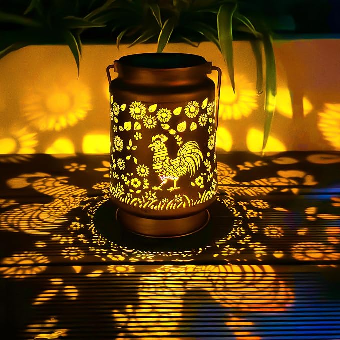 Birthday Gifts for Women Mom Grandma, Chicken Solar Lanterns Outdoor Waterproof, Hanging Solar Lights for Yard Patio Lawn Garden Decor