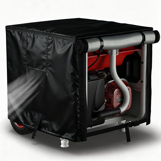 Waterproof Generator Cover, 24x18x18 inch, 600D Heavy Duty Oxford - for Most Generators 3000-5000 Watt, Portable Generator Cover for Outside, Black