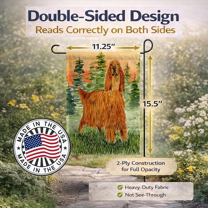 Caroline's Treasures SS8625GF Irish Setter Garden Flag Mailbox Flag Decorative Yard Flag Banner Outside Patio Artwork Yard Flower Beds, Garden Size, Multicolor