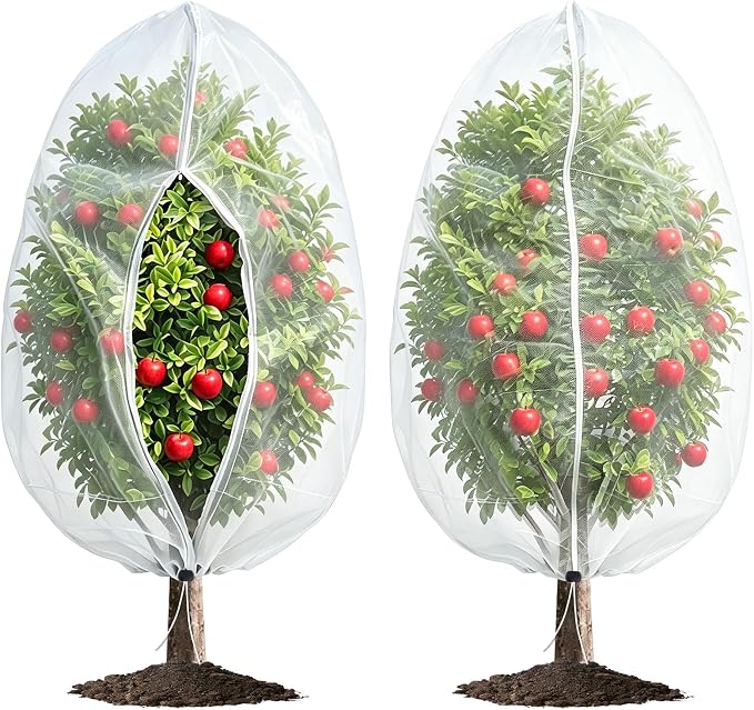 Bird Netting for Garden Protection, 2 Pack 5.9Ft x 3.93Ft Garden Netting | Fine Mesh with Zipper, Drawstring & Lock Buckle, Reusable Pest Barrier for Blueberry, Keeps Birds, Squirrels & Insects Away