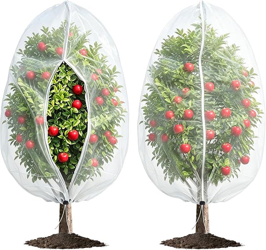 Bird Netting for Garden Protection, 2 Pack 5.9Ft x 3.93Ft Garden Netting | Fine Mesh with Zipper, Drawstring & Lock Buckle, Reusable Pest Barrier for Blueberry, Keeps Birds, Squirrels & Insects Away