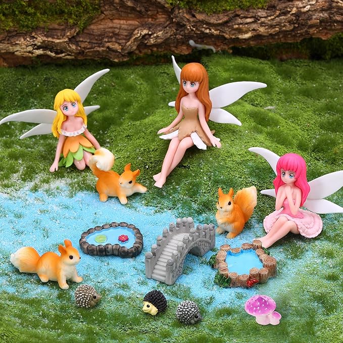 Fairy Garden Accessories 25Pcs - Miniature Garden Ornaments Landscape Decorations Mini Fairy Figures Animal Plant Furniture Set for DIY Terrarium Potted Plants Dollhouse Decor