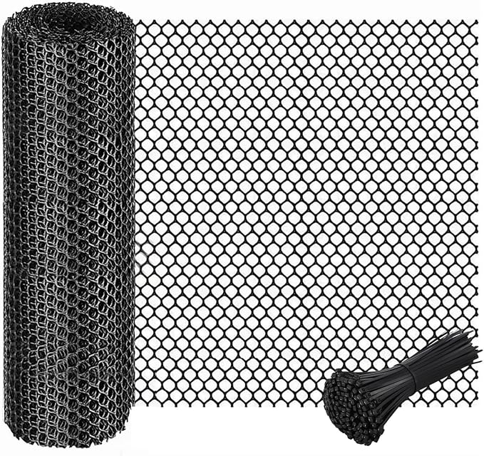 Plastic Chicken Wire Mesh Fence Roll, GENNIZZ 15.7IN x 16.4FT Rigid Plastic Fencing & Netting for Garden, Dog Cat Balcony Barrier (0.4m x 5m)