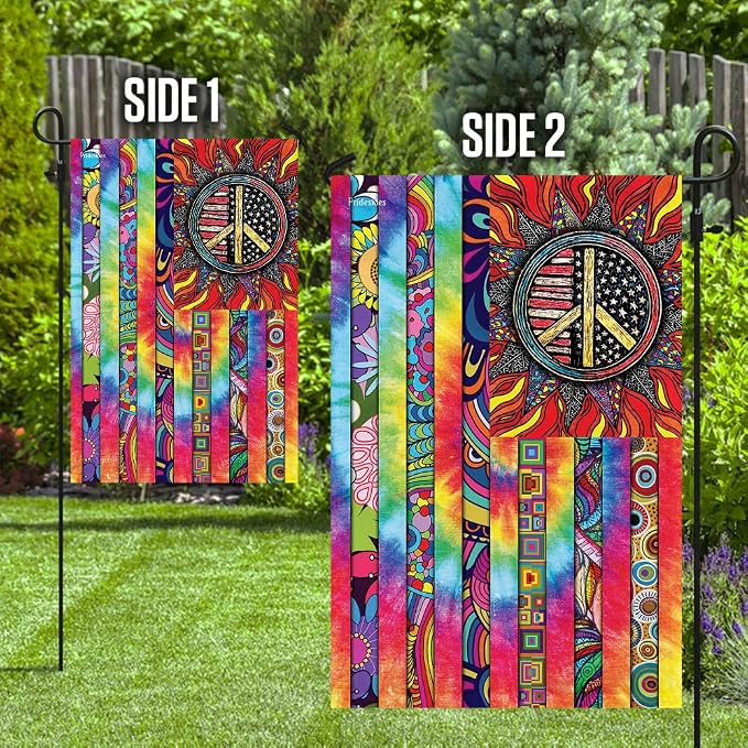 FLAGWIX Hippie Peace Flags, Summer Flag Decorations For Home, Outside, House Flag (30 x 40), Sunflower Hippie Decor House Flag, USA House Garden Flags, Premium Polyester, Decorative Outdoor Flags