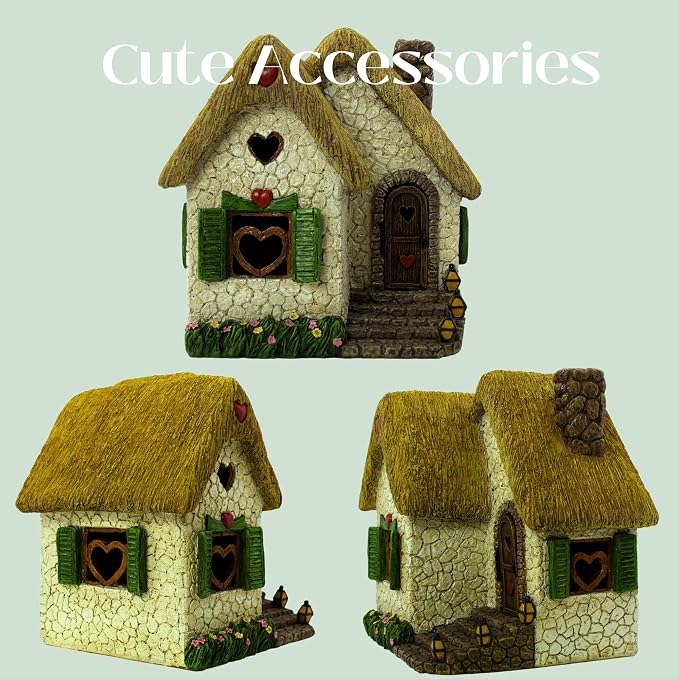 PRETMANNS Fairy Garden Houses for Outside – 7 Inch Fairy House with Opening Door – Miniature Fairy Garden Accessories Outdoor for Adults – Durable Fairy Village Décor