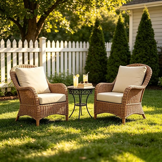 Goodgoods 22 x 24 Outdoor Patio Deep Seat Cushions 2-Pack, Fade-Resistant & Water-Resistant Furniture Chair Cushions with 35D High-Resilience Foam for Sofa, Beige