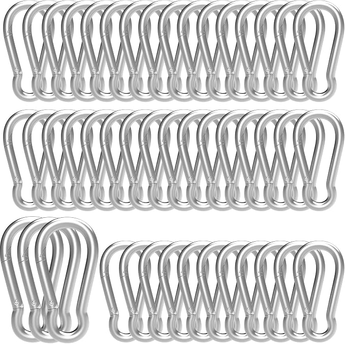 Heavy-Duty Carabiner Clip 1.57"–5.5", Black/Silver Spring Snap Hook, Quick Link Keychain Clip for Keys, Swing Set, Camping, Fishing, Hiking & Traveling (120–1350 lbs)