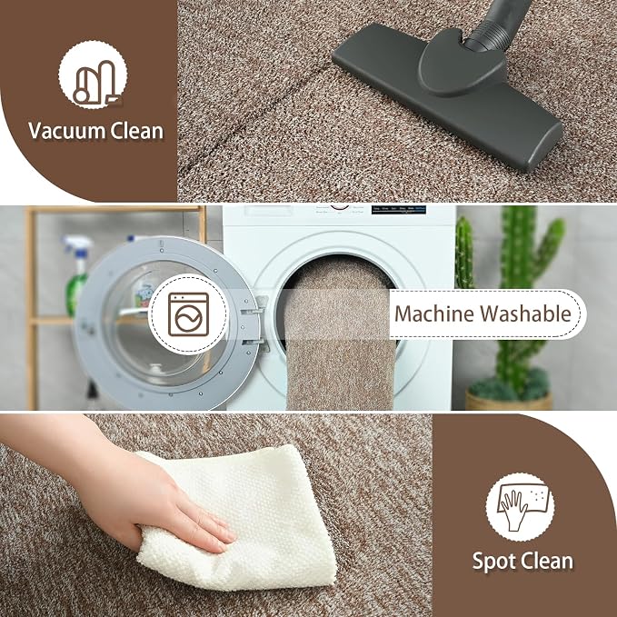 AROGAN 6x9 Area Rugs for Living Room Non Slip Dorm Bedroom Rug, Matte Brown | Modern Area Rugs with Soft Memory Foam, Minimalist Washable Indoor Floor Carpet for Dining Room Office Kids Playroom Decor