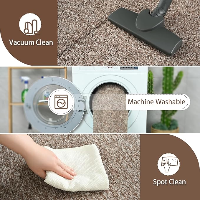 AROGAN 4x6 Area Rugs for Living Room Non Slip Dorm Bedroom Rug, Matte Brown | Modern Area Rugs with Soft Memory Foam, Minimalist Washable Indoor Floor Carpet for Dining Room Office Kids Playroom Decor