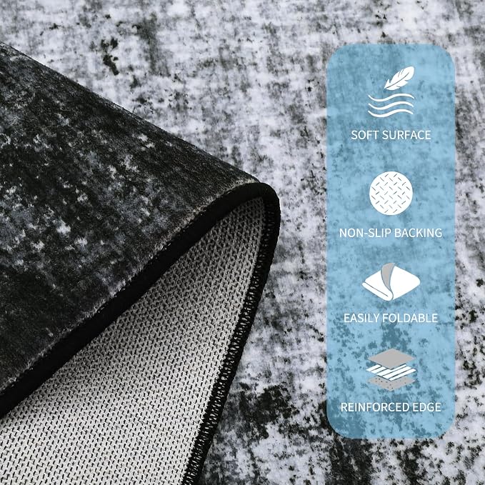 GarveeHome Abstract Area Rugs 5x7 Ultra-Soft Modern Indoor Carpet Grey | Non-Slip Backing, Stain-Resistant Low Pile Floor Cover, Colorful Indoor Mat, Bedroom, Kitchen, Laundry