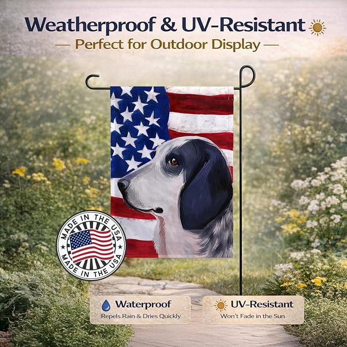 Caroline's Treasures CK6439GF Bleu de Gascogne Dog American Flag Garden Flag Mailbox Flag Decorative Yard Flag Banner Outside Patio Artwork Yard Flower Beds, Garden Size, Multicolor