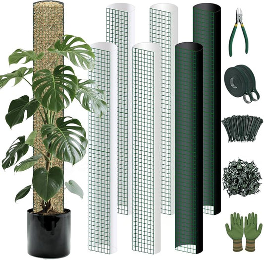 Metal Moss Poles for Climbing Plants, D-Shape Sphagnum Moss Pole Monstera Plant Support for Climbing Plants, DIY Plant Stakes Work with Sphagnum Moss (24ft D-Shaped)