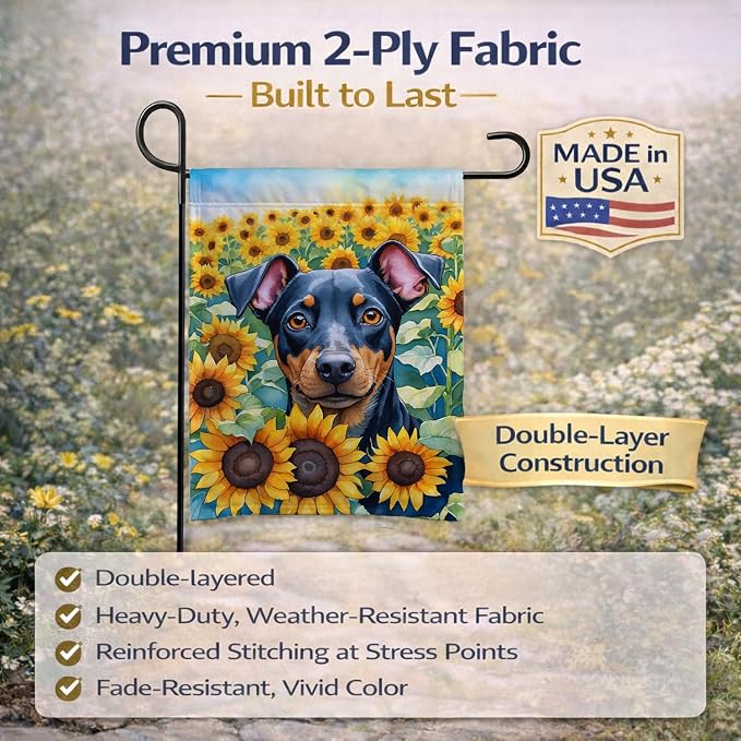 Caroline's Treasures DAC6119GF Manchester Terrier in Sunflowers Garden Flag Mailbox Flag Decorative Yard Flag Banner Outside Patio Artwork Yard Flower Beds, Garden Size, Multicolor