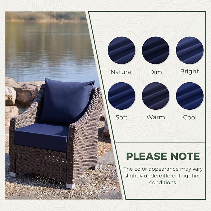 Outdoor Cushions for Patio Furniture, Outdoor Seat Cushion Set 24 x 24 x 5.75 Inch, Waterproof & Fade Resistant Outdoor Chair Cushions, Deep Seat Patio Cushion with Removable Cover, Navy Blue