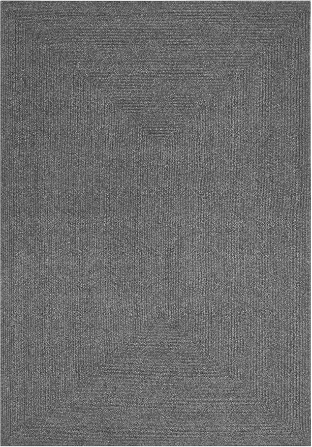 Superior Indoor Outdoor Area Rug, Handwoven Reversible Braided Home Decor for Living Room, Kitchen, Entryway, Patio, Front Porch, Deck, Modern, Boho, Farmhouse Style, 5' x 8' Oval, Charcoal