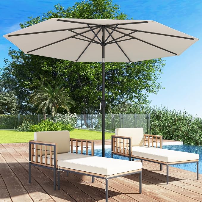 Giantex 10ft Outdoor Patio Umbrella, Market Table umbrella with Tilt Adjustment and Crank, 180G Polyester, Garden Canopy for Deck Backyard Pool Indoor Outdoor