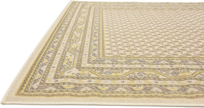 Unique Loom Williamsburg Collection Traditional Border with Dotted Center Area Rug, Rectangular 5' 0" x 8' 0", Beige/Yellow