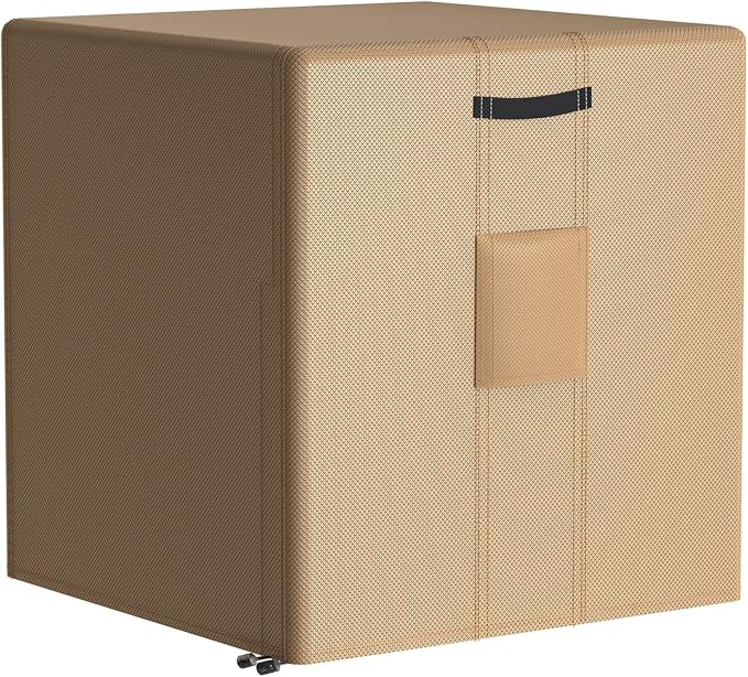 Central Large Air Conditioner Cover for Outside Units, Waterproof & Windproof Outdoor AC Units Cover Brown (24"x24"x30" Inch)
