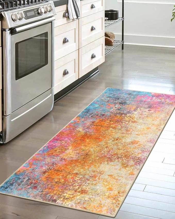 Lahome Kitchen Rugs, 2x4 Washable Rug with Soft Low-Pile for Entryway and Hallyway, Non-Slip&Small Carpet for Bathroom, Easy Clean Door-Friendly Mat, Kid&Pet Friendly Modern Decor 2x4 Galaxy