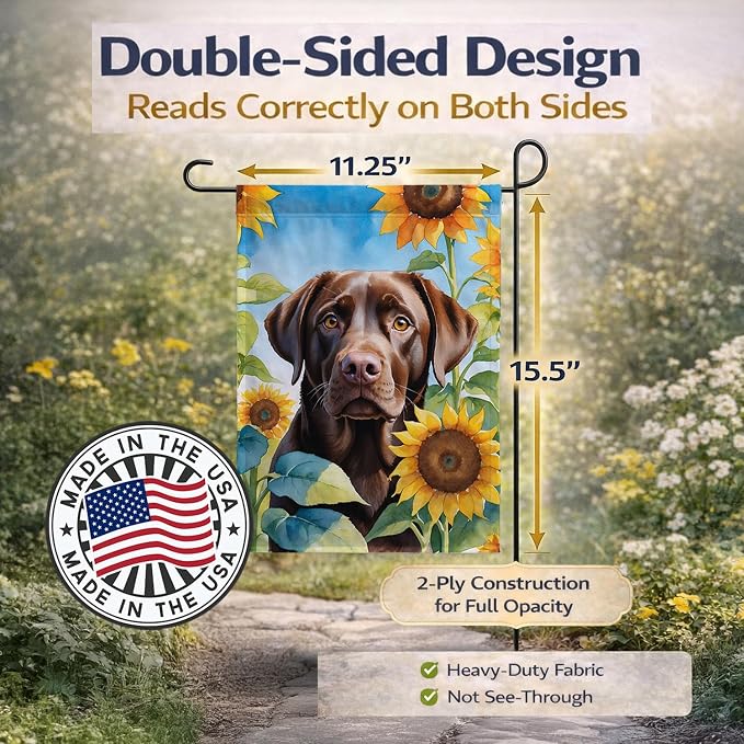 Caroline's Treasures DAC6110GF Labrador Retriever in Sunflowers Garden Flag Mailbox Flag Decorative Yard Flag Banner Outside Patio Artwork Yard Flower Beds, Garden Size, Multicolor