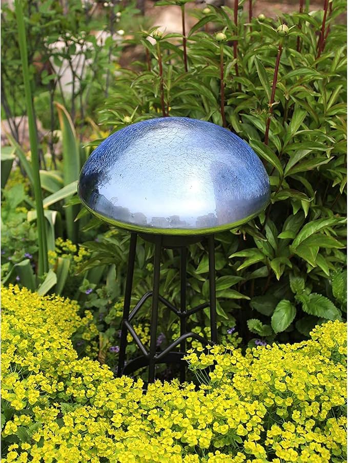 Achla Designs Glass Toadstool Mushroom Gazing Ball, Blue Lapis