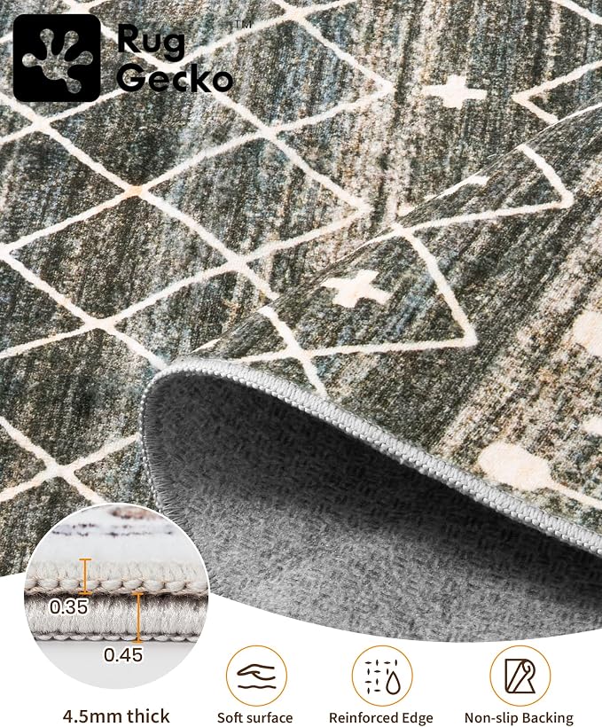 Miukiki 6x9 Area Rug Washable Non Slip Rug for Living Room Black | Soft Low Pile Washable Area Rug Bedroom Dining Room, Stain Resistant Carpet with Easy Care Design 6'x9'