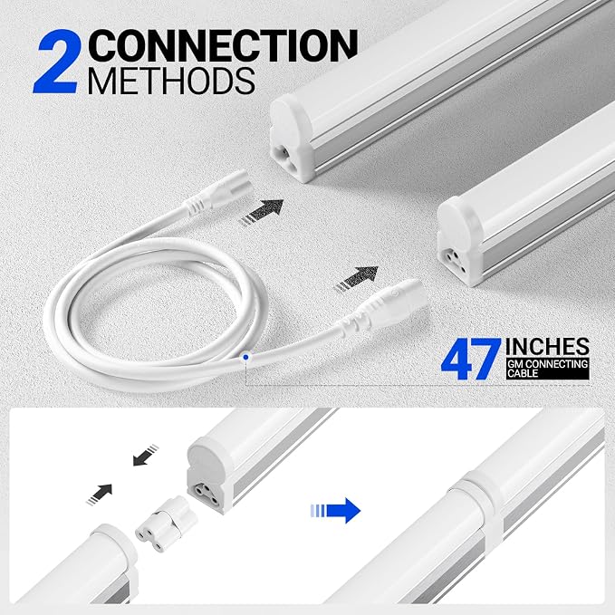 Barrina T5 3FT LED Shop Light, 1900lm, 5000K Daylight White, 16W Utility Light Fixture, Commercial Bay Light for Workshop Garage, Corded Electric with ON/Off Switch, 6 Packs
